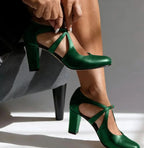 Women's Black Heels | Comfortable Strap Block Heels for All-Day Wear 1