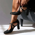 Women's Black Heels | Comfortable Strap Block Heels for All-Day Wear 2