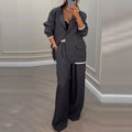 Women's Blazer & Wide-Leg Trousers Set | Tailored Business Outfit 0