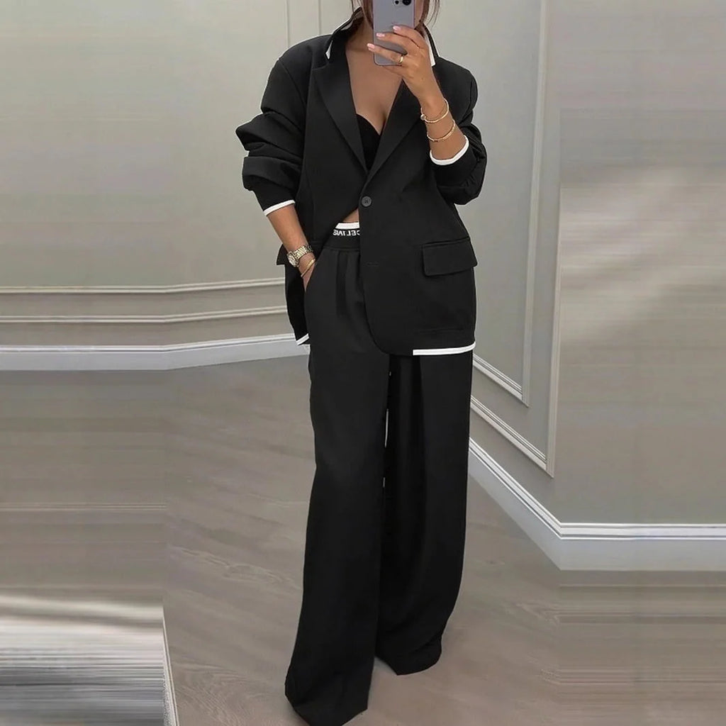 Women's Blazer & Wide-Leg Trousers Set | Tailored Business Outfit 1