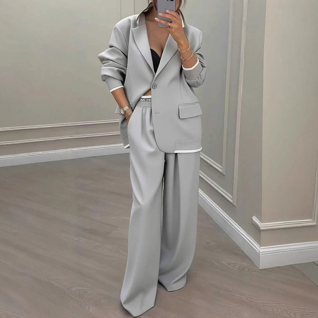 Women's Blazer & Wide-Leg Trousers Set | Tailored Business Outfit 2