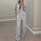 Women's Blazer & Wide-Leg Trousers Set | Tailored Business Outfit 2
