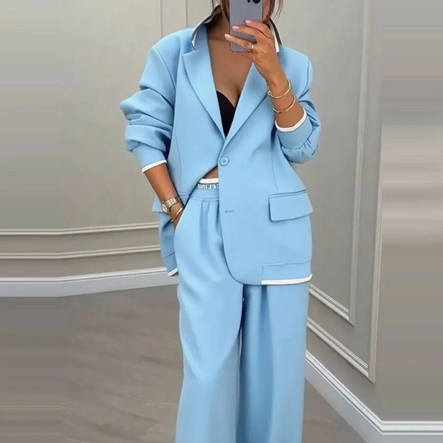 Women's Blazer & Wide-Leg Trousers Set | Tailored Business Outfit 5