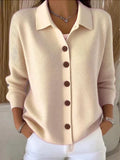 Women’s Button-Front Knit Cardigan with Relaxed Collar 0