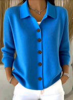 Women’s Button-Front Knit Cardigan with Relaxed Collar 3