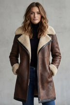 Women's Coat | Warm Winter Leather Coat with Shearling Lining 0
