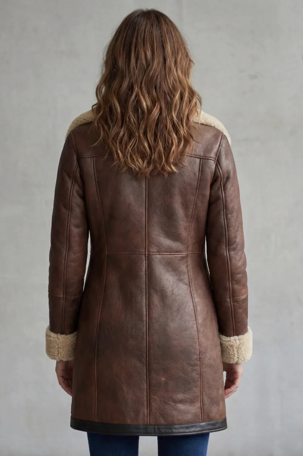 Women's Coat | Warm Winter Leather Coat with Shearling Lining 2