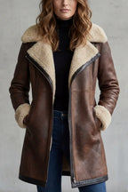 Women's Coat | Warm Winter Leather Coat with Shearling Lining 3