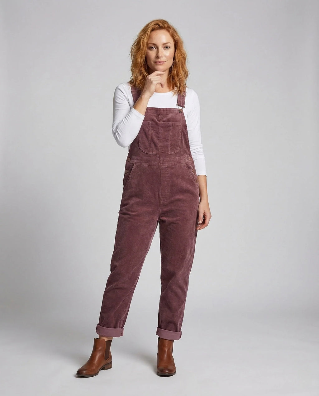 Women's Corduroy Dungarees | Relaxed Fit Wide Leg Overalls 1