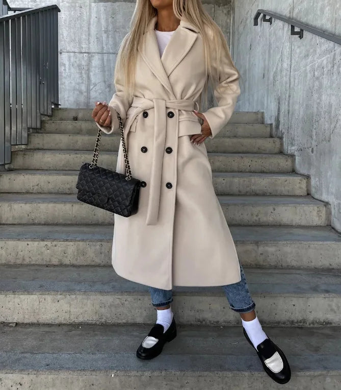 Women's Double-Breasted Coat | Lightweight Tailored Outerwear 1