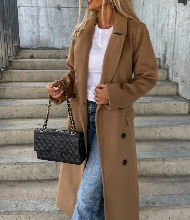 Women's Double-Breasted Coat | Lightweight Tailored Outerwear 4