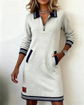 Women's Dress | Zip Collar Polo Style with Relaxed Fit and Pockets 0