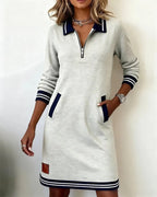 Women's Dress | Zip Collar Polo Style with Relaxed Fit and Pockets 0