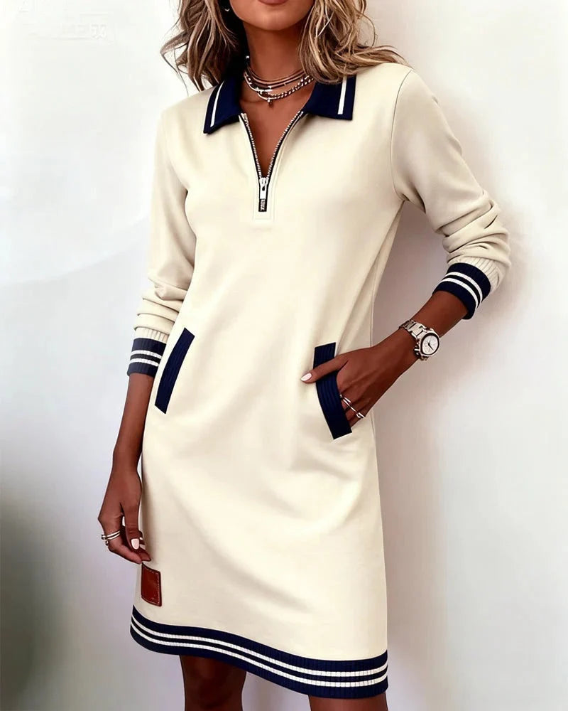 Women's Dress | Zip Collar Polo Style with Relaxed Fit and Pockets 10