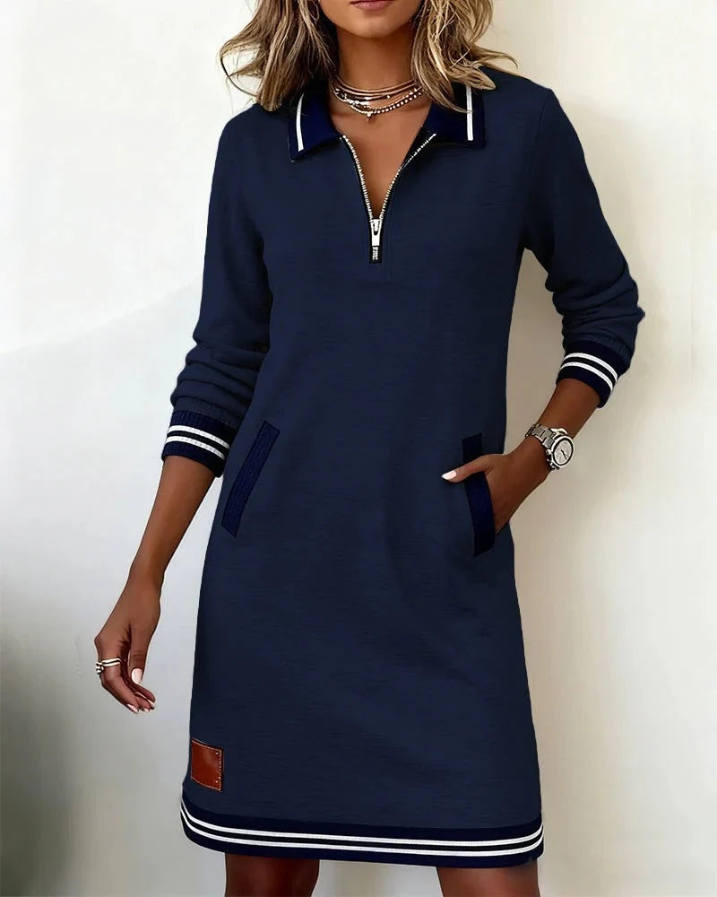Women's Dress | Zip Collar Polo Style with Relaxed Fit and Pockets 12