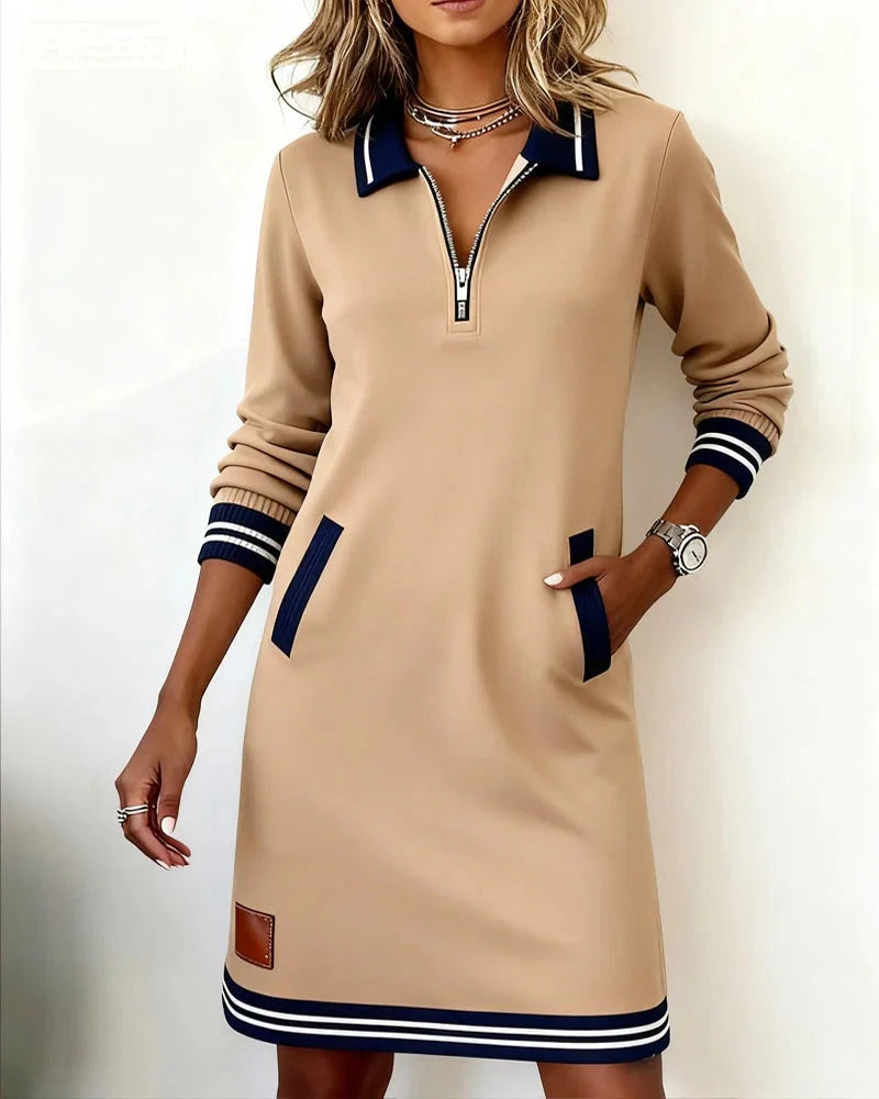 Women's Dress | Zip Collar Polo Style with Relaxed Fit and Pockets 5