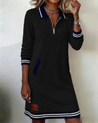 Women's Dress | Zip Collar Polo Style with Relaxed Fit and Pockets 6