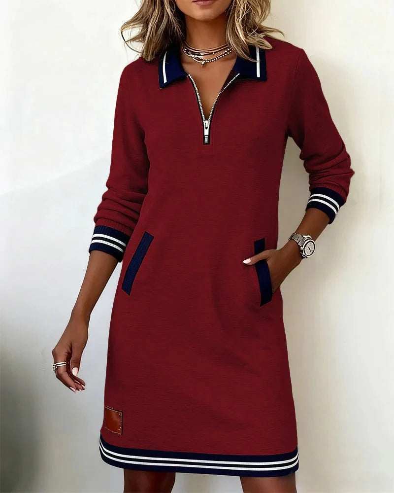 Women's Dress | Zip Collar Polo Style with Relaxed Fit and Pockets 9