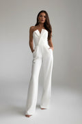 Women's Elegant Strapless Wide-Leg Jumpsuit | Flattering Fit 0