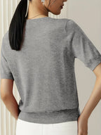 Women’s Fine Knit Short Sleeve Sweater with Ribbed Trim 7