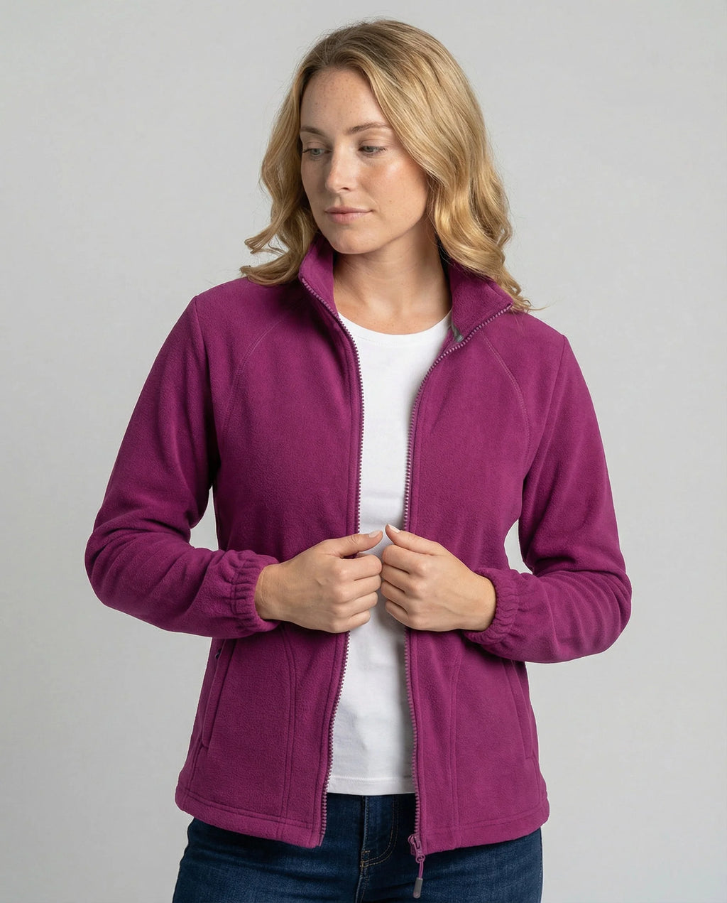 Women's Fleece Jacket | Lightweight Stand Collar Warm Layer 0