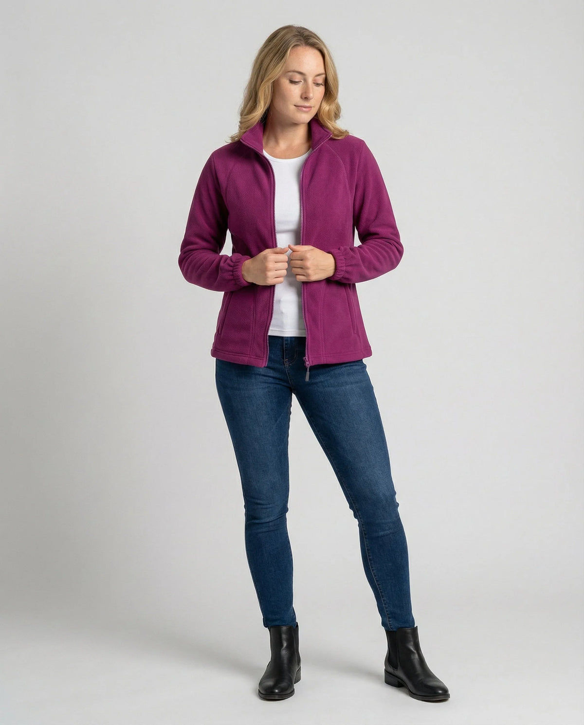 Women's Fleece Jacket | Lightweight Stand Collar Warm Layer 1