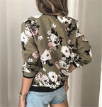 Women's Floral Bomber Jacket | Lightweight Zip Front Layer 1