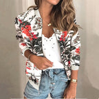 Women's Floral Bomber Jacket | Lightweight Zip Front Layer 3