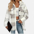 Women's Jacket | Lightweight Checkered Plush Winter Coat 0