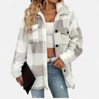 Women's Jacket | Lightweight Checkered Plush Winter Coat 0