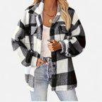 Women's Jacket | Lightweight Checkered Plush Winter Coat 1