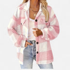 Women's Jacket | Lightweight Checkered Plush Winter Coat 5
