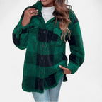 Women's Jacket | Lightweight Checkered Plush Winter Coat 6