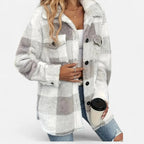 Women's Jacket | Lightweight Checkered Plush Winter Coat 8
