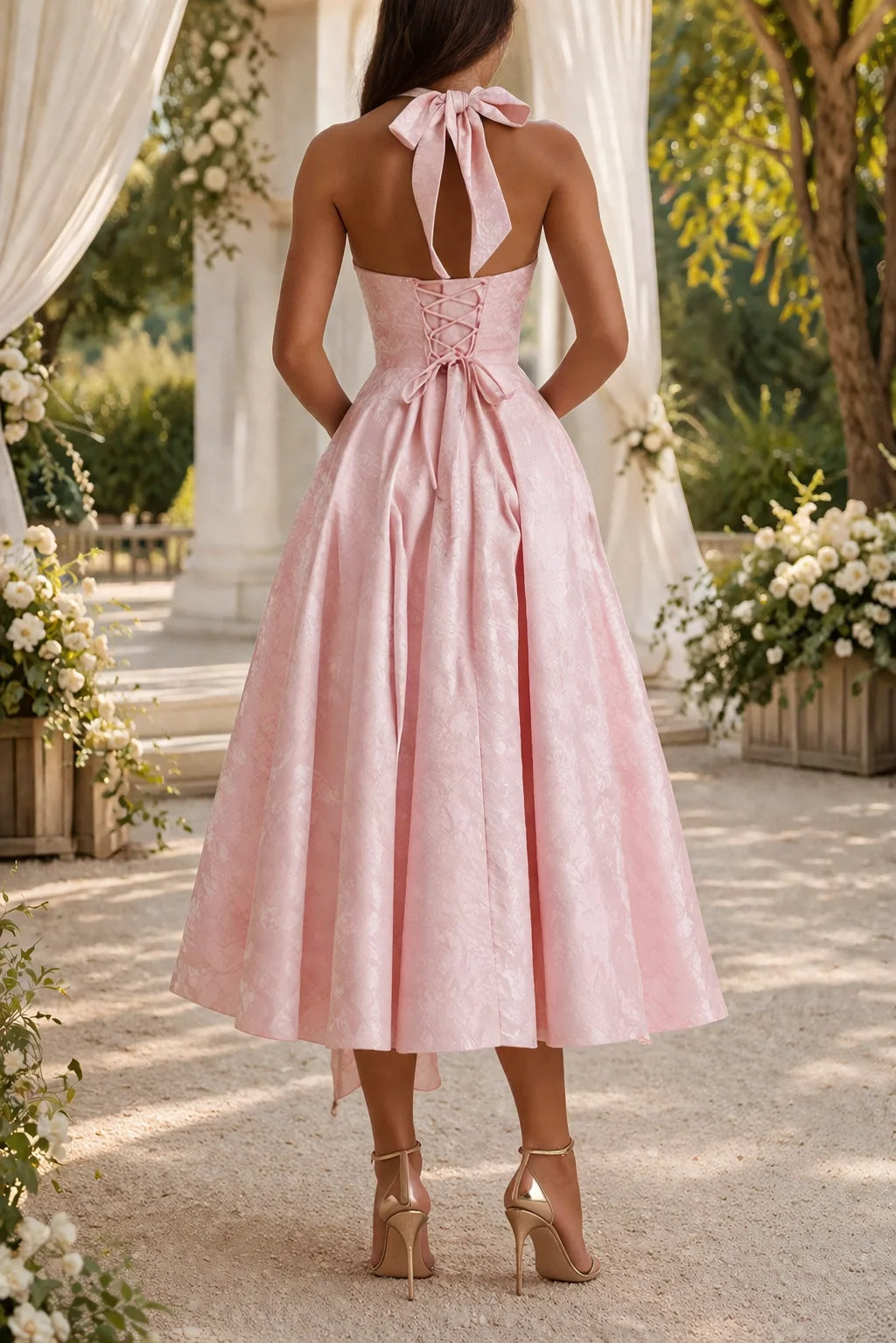 Women's Jacquard Midi Dress | Flared Cocktail & Formal Dress 3