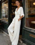 Women's Jumpsuit | Crossover Neckline, Wide Leg Design 0
