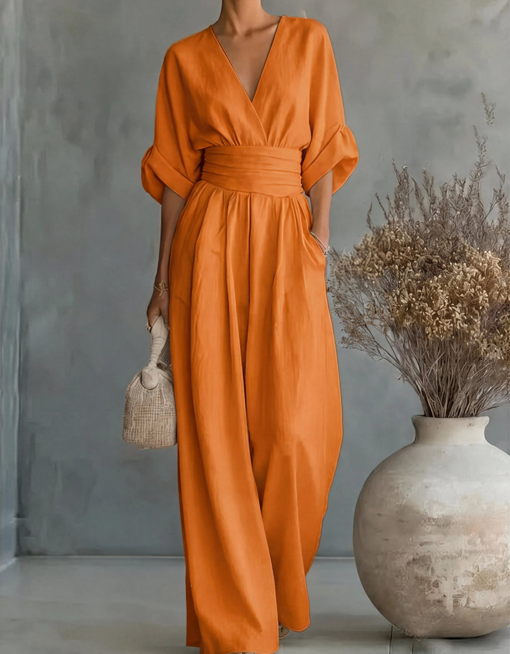 Women's Jumpsuit | Crossover Neckline, Wide Leg Design 10