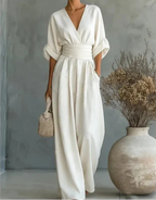 Women's Jumpsuit | Crossover Neckline, Wide Leg Design 3