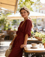 Women's Jumpsuit | Crossover Neckline, Wide Leg Design 4