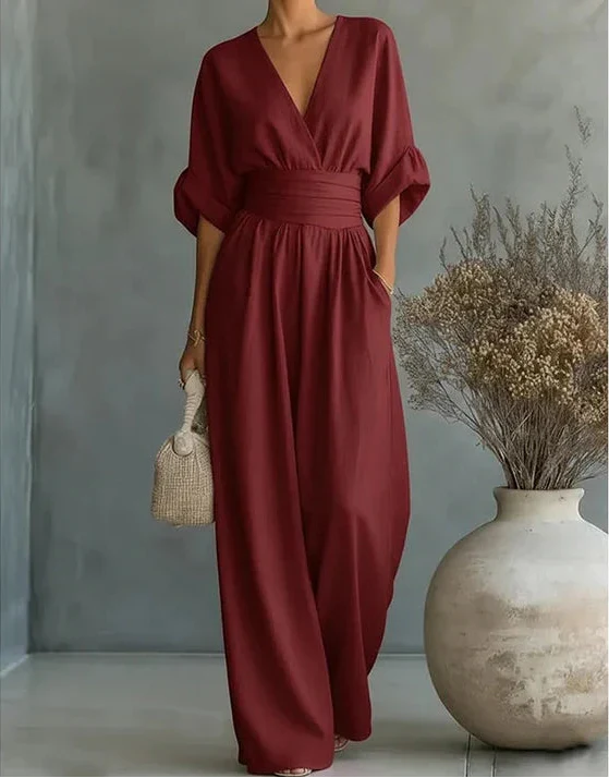 Women's Jumpsuit | Crossover Neckline, Wide Leg Design 7