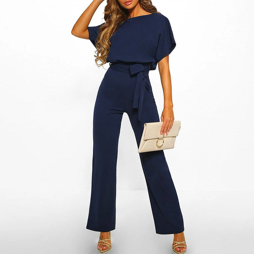 Women's Jumpsuit with Adjustable Belt | Relaxed Fit Casual Romper 2