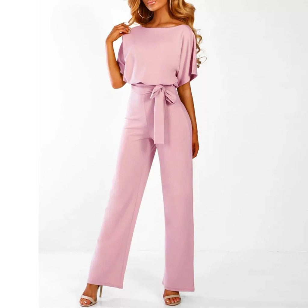 Women's Jumpsuit with Adjustable Belt | Relaxed Fit Casual Romper 4