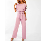 Women's Jumpsuit with Adjustable Belt | Relaxed Fit Casual Romper 4