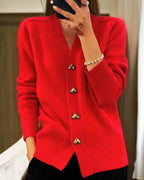 Women’s Knit Cardigan with Heart Buttons | Relaxed Fit Layering Sweater 3