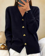 Women’s Knit Cardigan with Heart Buttons | Relaxed Fit Layering Sweater 4