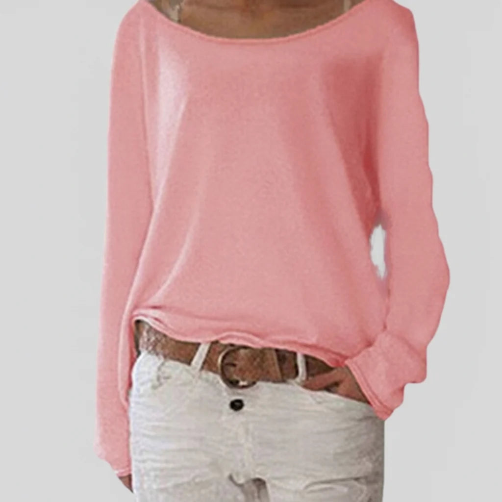 Women’s Lightweight Sweater with Relaxed Boat Neck Fit 0