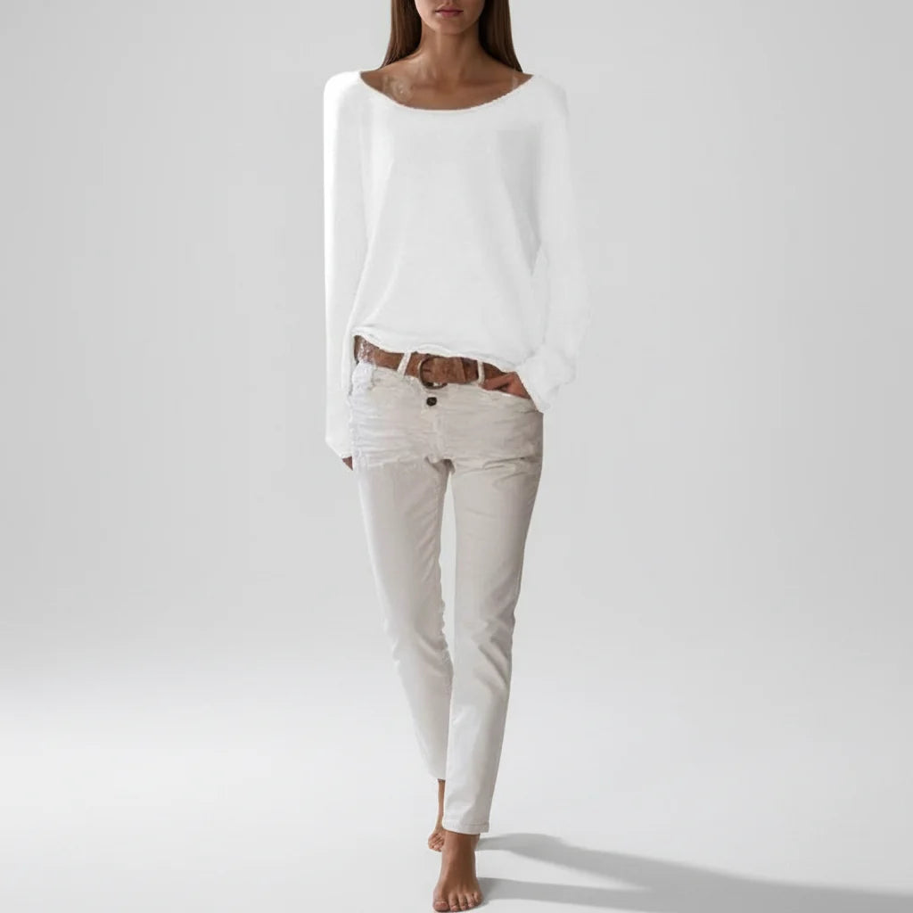 Women’s Lightweight Sweater with Relaxed Boat Neck Fit 4