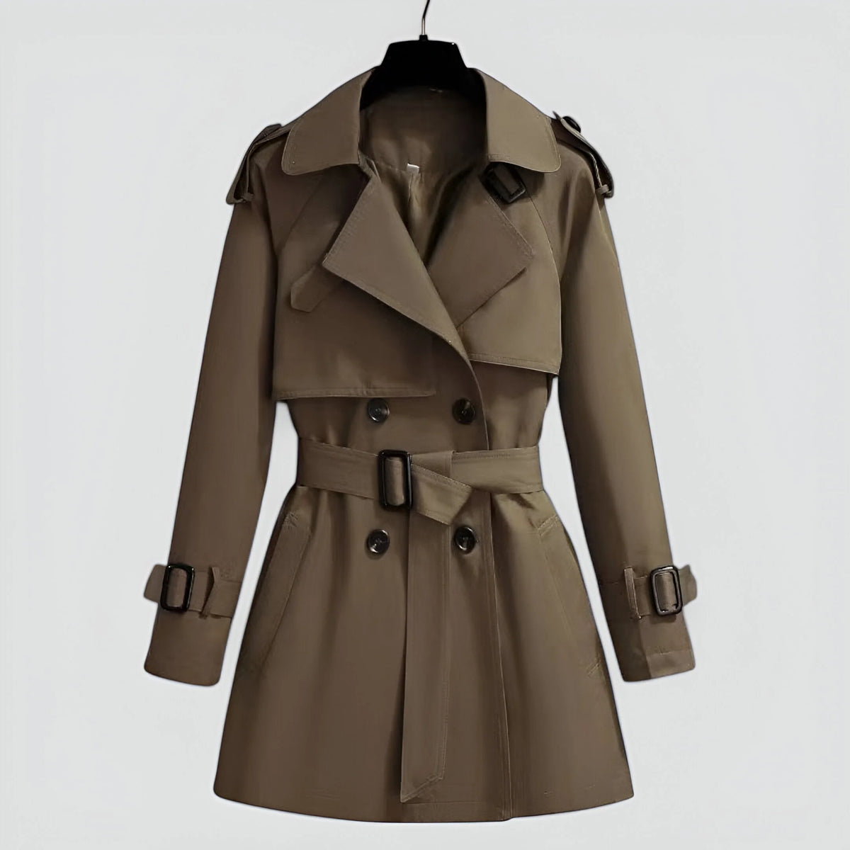 Women's Lightweight Trench Coat | Mid-Length Double-Breasted Outerwear 0