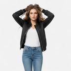 Women's Lightweight Zip Bomber Jacket | Casual Everyday Outerwear 2