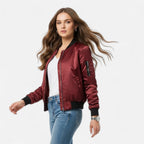 Women's Lightweight Zip Bomber Jacket | Casual Everyday Outerwear 7
